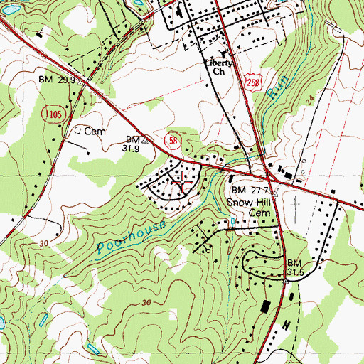 Topographic Map of Hill View, NC