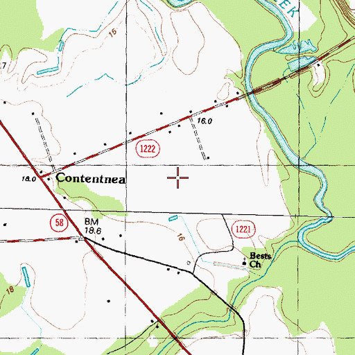 Topographic Map of Contentnea, NC