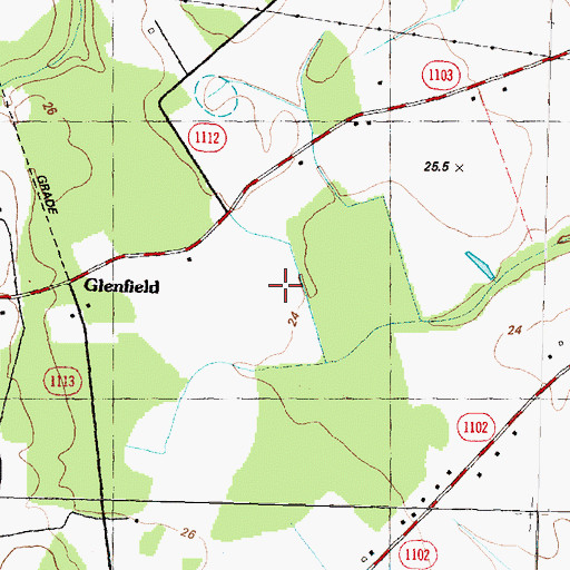 Topographic Map of Glenfield, NC