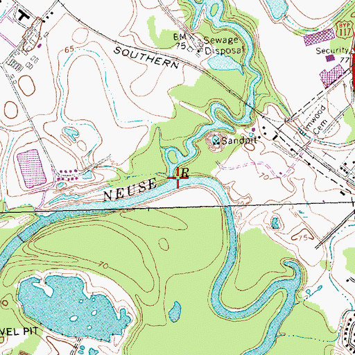 Topographic Map of Little River, NC