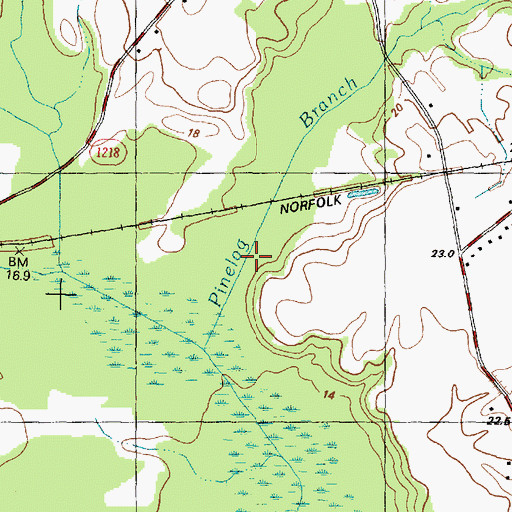 Topographic Map of Pinelog Branch, NC