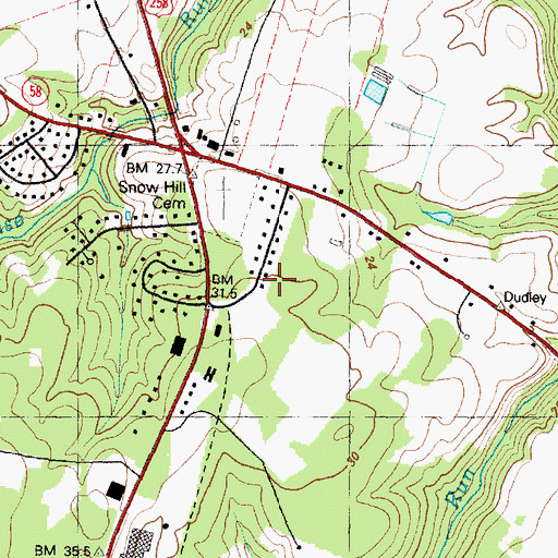 Topographic Map of Poorhouse Run, NC