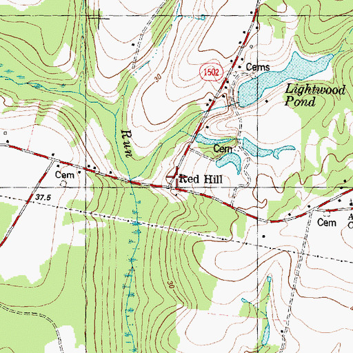 Topographic Map of Red Hill, NC