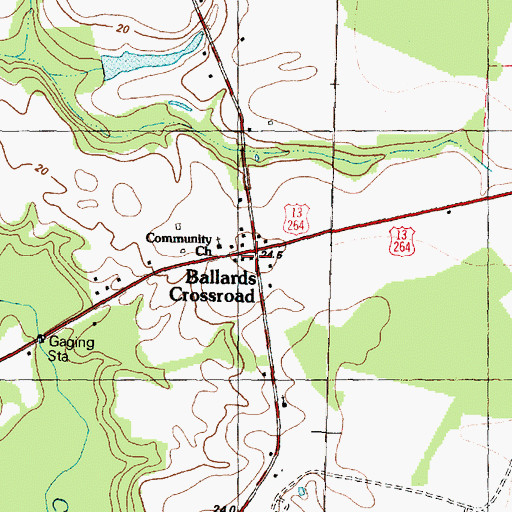 Topographic Map of Ballards Crossroad, NC