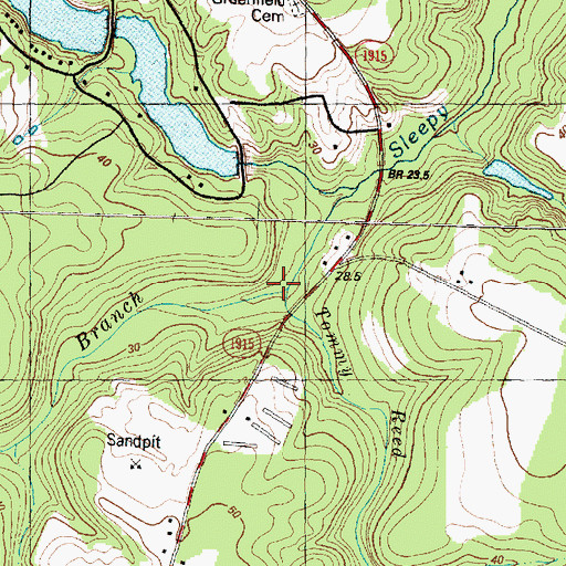 Topographic Map of Tommy Reed Creek, NC