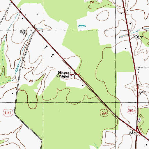 Topographic Map of Moyes Chapel, NC
