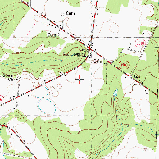 Topographic Map of Piney Green Church, NC
