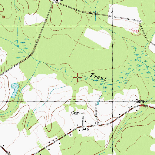 Topographic Map of Running Branch, NC