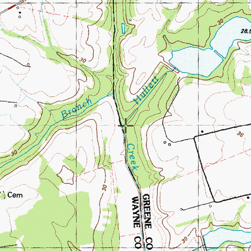 Topographic Map of Hullett Branch, NC