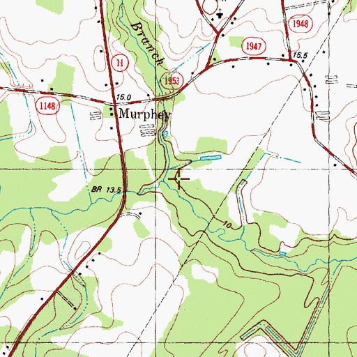 Topographic Map of Cooks Branch, NC