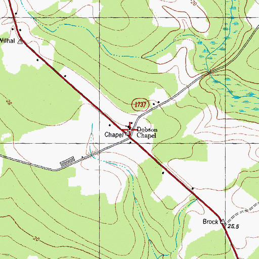 Topographic Map of Dobson Chapel, NC