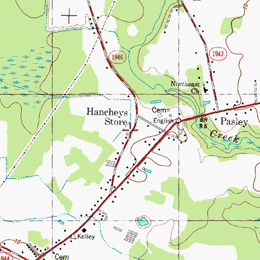 Topographic Map of Hancheys Store, NC