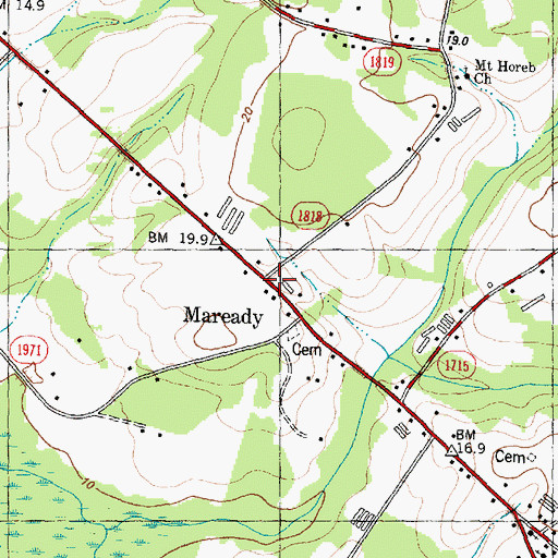 Topographic Map of Maready, NC