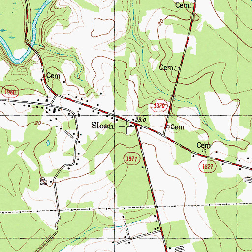 Topographic Map of Sloan, NC