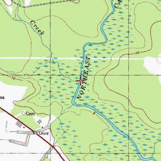 Topographic Map of Stocking Head Creek, NC