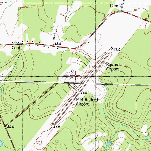 Topographic Map of Duplin County Airport, NC