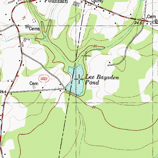 Topographic Map of Lee Baysden Pond, NC
