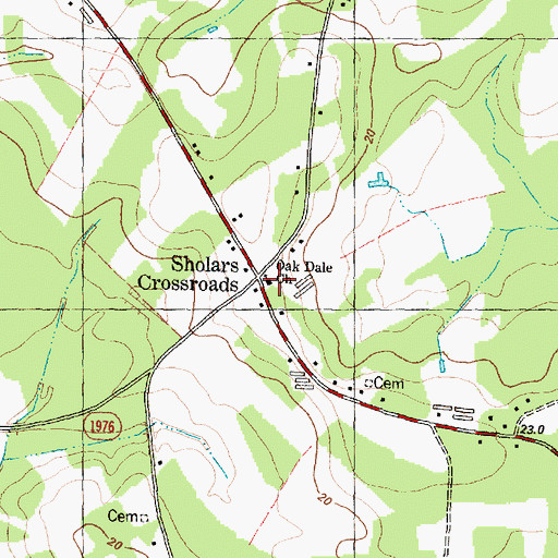 Topographic Map of Oak Dale Church, NC