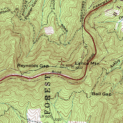 Topographic Map of Township of Avery Creek, NC