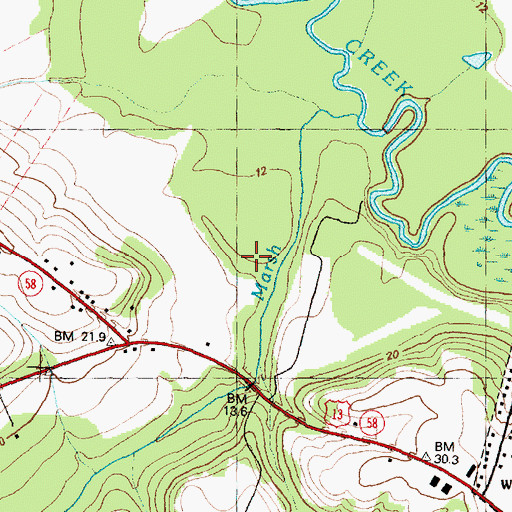Topographic Map of Township of Snow Hill, NC