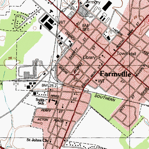 Topographic Map of Township of Farmville, NC