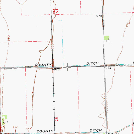 Topographic Map of County Ditch Number 35, ND