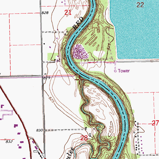 Topographic Map of English Coulee, ND