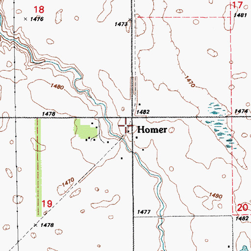 Topographic Map of Homer, ND