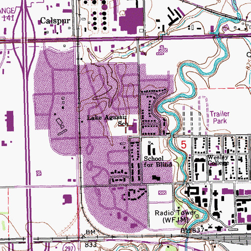 Topographic Map of Lake Agassiz Elementary School, ND