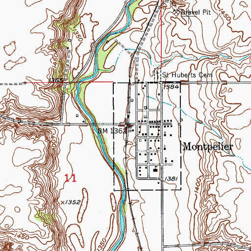Topographic Map of Montpelier, ND