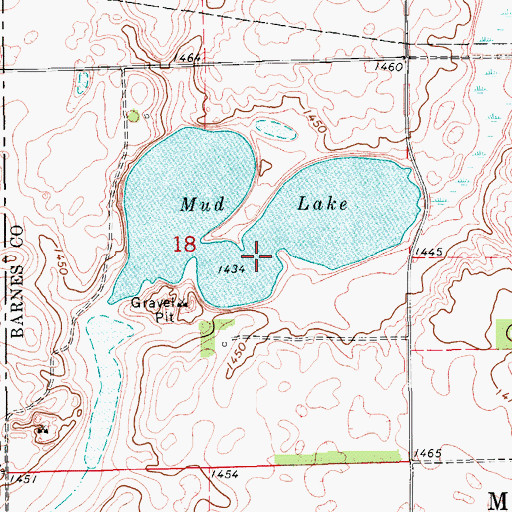 Topographic Map of Mud Lake, ND
