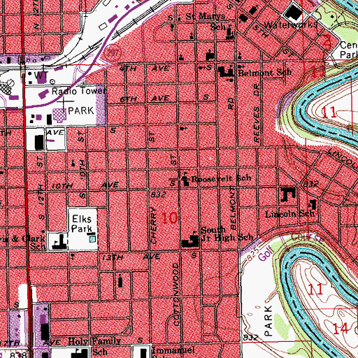 Topographic Map of Roosevelt School, ND
