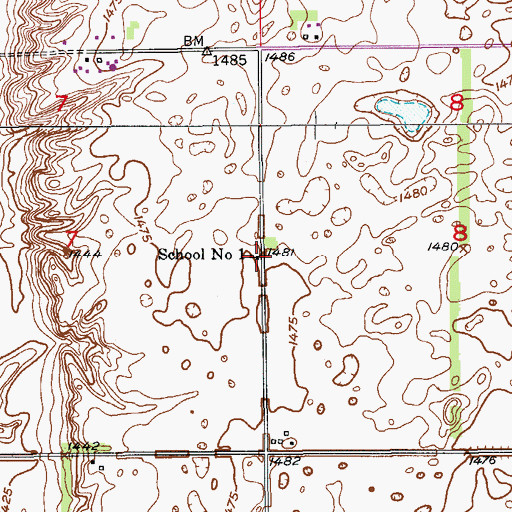 Topographic Map of School Number 1, ND