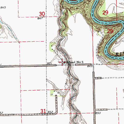 Topographic Map of School Number 6, ND