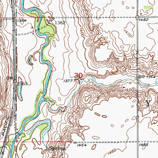 Topographic Map of Streaman Coulee, ND