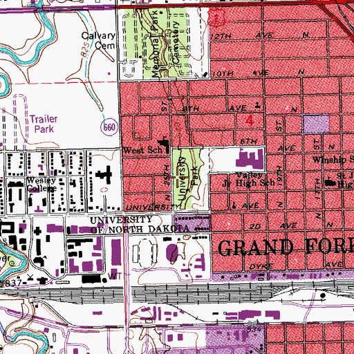 Topographic Map of University Park, ND