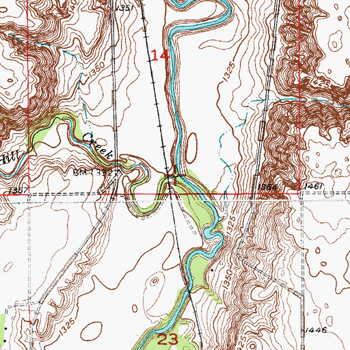 Topographic Map of Bone Hill Creek, ND