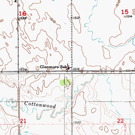 Topographic Map of Glenmore School, ND
