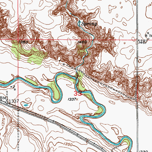 Topographic Map of Sevenmile Coulee, ND