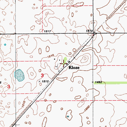 Topographic Map of Kloze, ND
