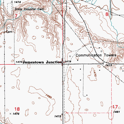Topographic Map of Jamestown Junction, ND