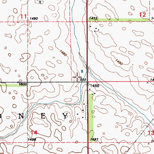 Topographic Map of Sydney Town Hall, ND