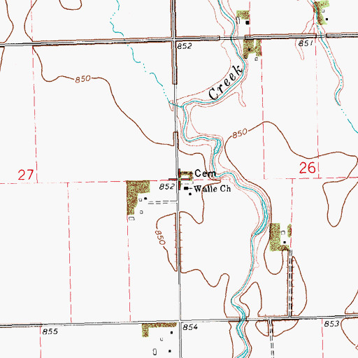 Topographic Map of Walle Lutheran Church Cemetery, ND