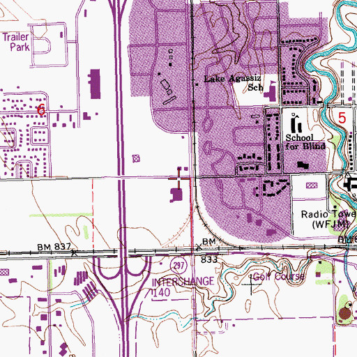 Topographic Map of City of Grand Forks, ND