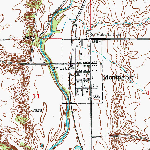 Topographic Map of City of Montpelier, ND