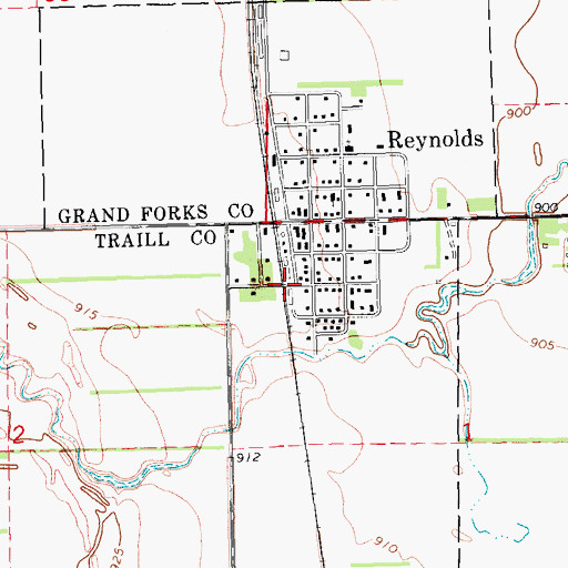 Topographic Map of City of Reynolds, ND