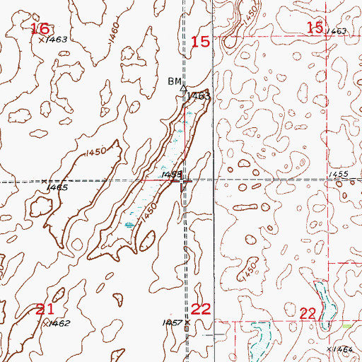 Topographic Map of Township of Manns, ND