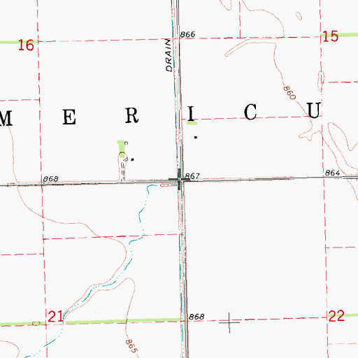 Topographic Map of Township of Americus, ND