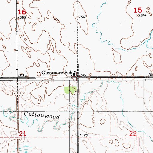 Topographic Map of Township of Glenmore, ND