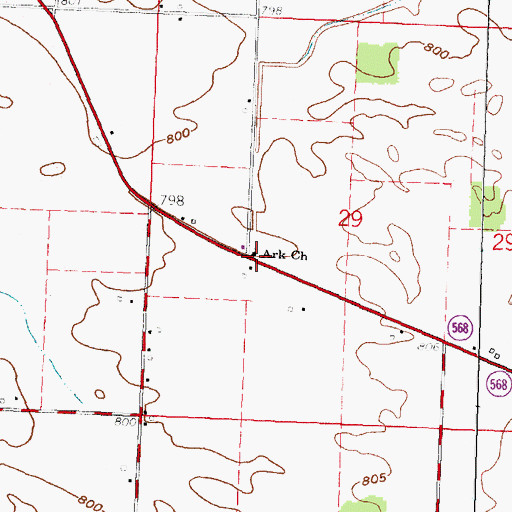 Topographic Map of Ark Church, OH